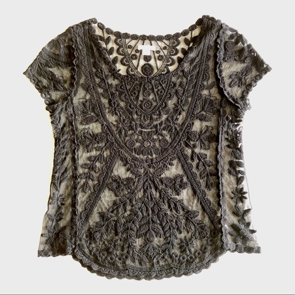 Xhilaration Black Lace Tee Top Small/Medium - Picture 1 of 5